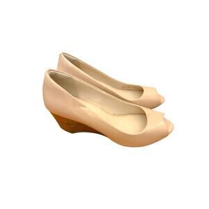 Cole Haan Peep Toe Patent Leather Wedges Sz 7.5